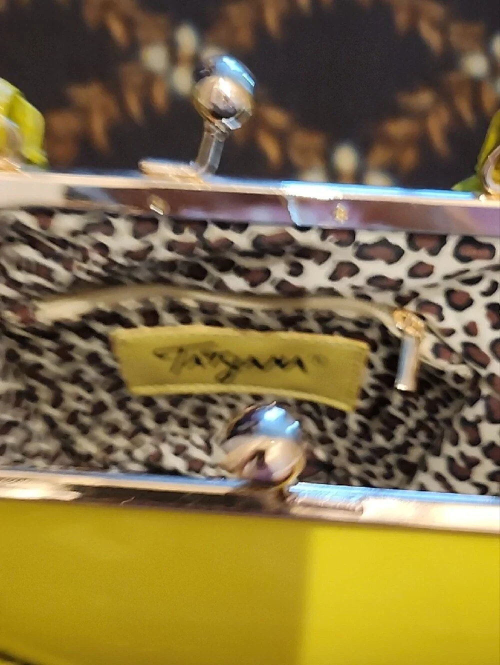 Tatyana Yellow Patent Hexagon Kiss-Lock Clutch